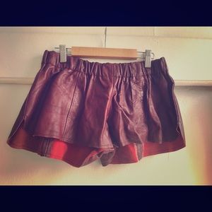 Red Leather Shorts